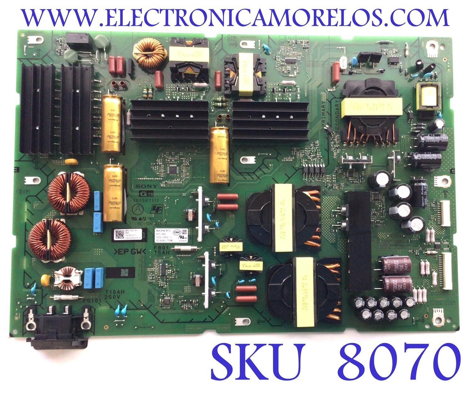 FUENTE PARA TV SONY BRAVIA OLED / NUMERO DE PARTE 101351011 / APS-446(CH) / 101387111 / PANEL YDCM077UNG11 / MODELO XR-77A80K / XR77A80K